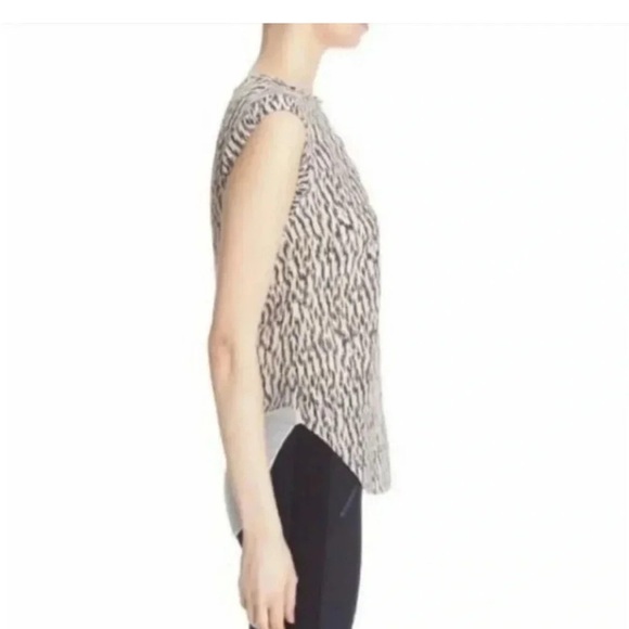 Rebecca Taylor Mirage silk  Black and beige Sleeveless Cut Out Blouse - Picture 10 of 12